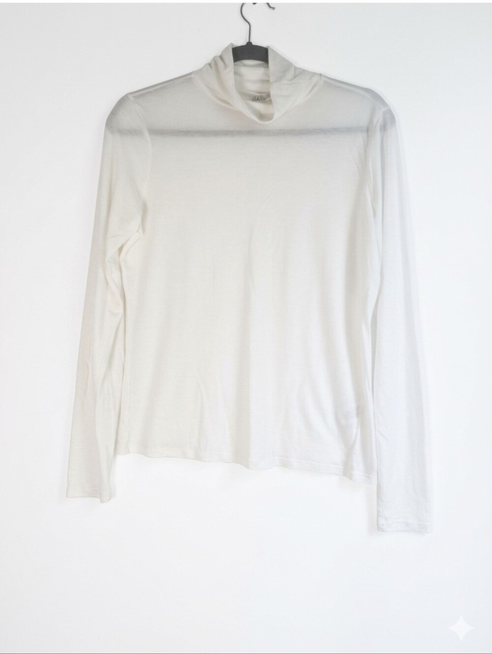Nordstrom Tencel Wool Blend Turtleneck Top White Ivory L Large RN58665